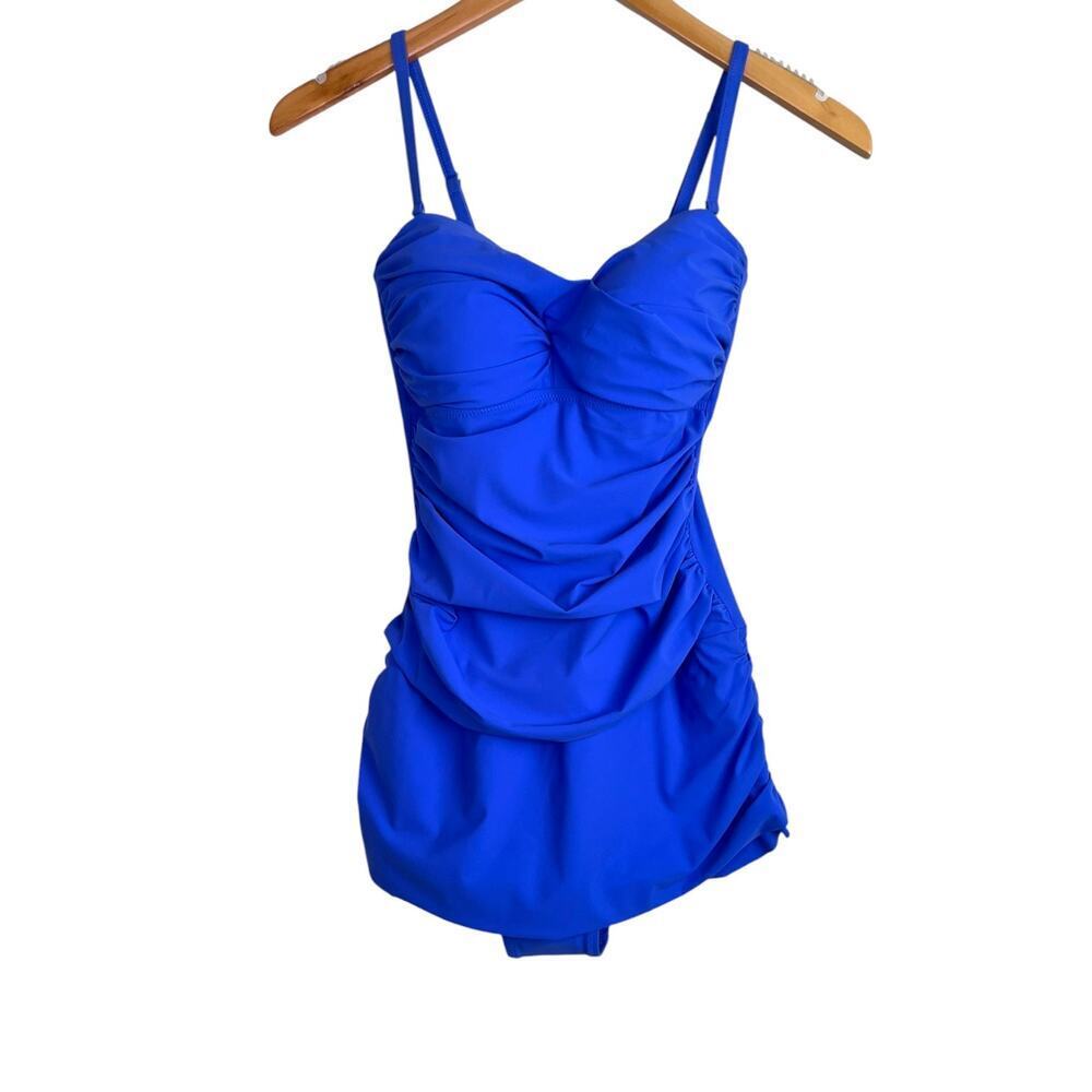 Profile by Gottex Ruched Tummy Control Swim Dress in Lavender Women's 8